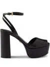 Prada 115mm Ankle Strap Platform Sandals In Black