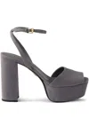 Prada 115mm Buckle-strap Platform Sandals In Gray