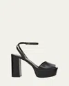 Prada 115mm Nappa Leather Platform Sandals In Black