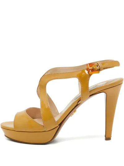 Pre-owned Prada 115mm Patent-leather Platform Sandals