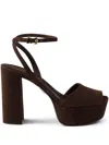 Prada 115mm Platform Sandals In Brown