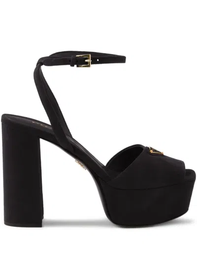PRADA 115MM SUEDE PLATFORM SANDALS