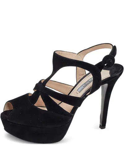 Pre-owned Prada 115mm Suede Platform Sandals