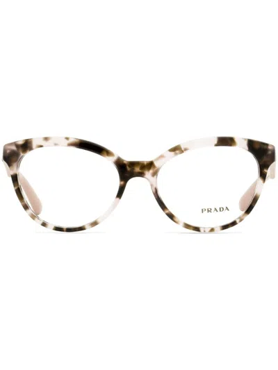 Prada 11r Oval-frame Sunglasses In Neutrals