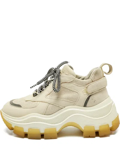 Pre-owned Prada 1210283 Suede Trainers In Neutral