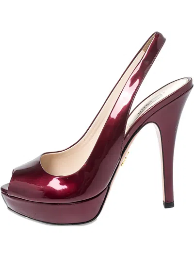 Pre-owned Prada 125mm Patent-leather Slingback Pumps