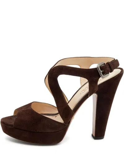 Pre-owned Prada 125mm Peep-toe Platform Heels