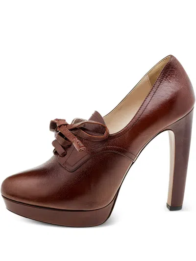 Pre-owned Prada 130mm Lace-up Leather Booties