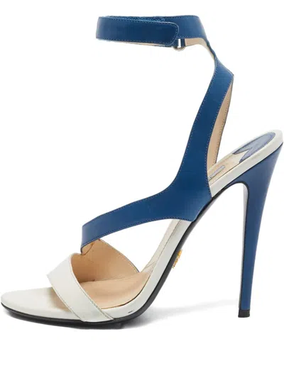 Pre-owned Prada 130mm Leather Sandals In Blue