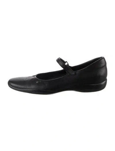 Pre-owned Prada 1328 Leather Mary Jane Flats In Black