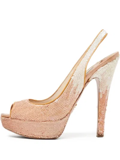 Pre-owned Prada 135mm Sequinned Pumps