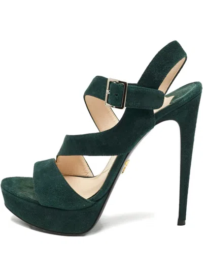 Pre-owned Prada 135mm Suede Sandals In Green