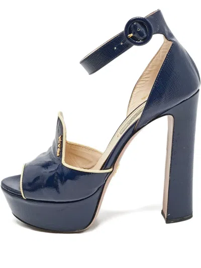 Pre-owned Prada 140mm Patent-leather Platform Sandals