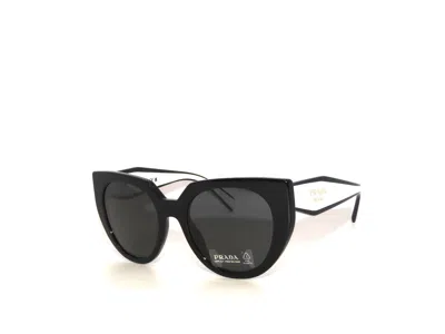 Pre-owned Prada 14w 14 09q5s0 Black Talc Dark Gray Sunglasses Pr14ws