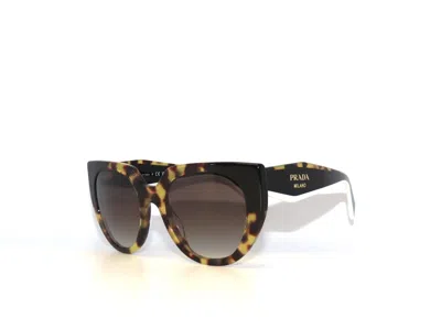 Pre-owned Prada 14ws 14 01m0a7 Medium Tortoise Black Gray Gradient Sunglasses Pr14ws