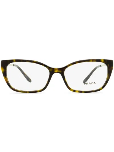Prada 14x Rectangle-frame Glasses In Brown