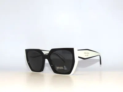 Pre-owned Prada 15ws 15 09q5s0 Black Talc Dark Gray Sunglasses Pr15ws