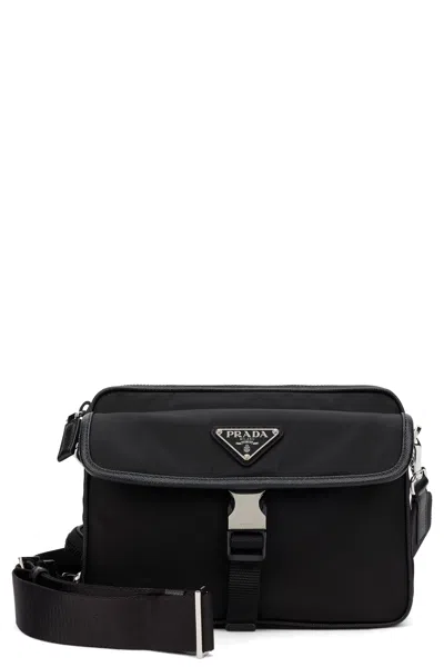 Prada 16 Cm Mini Re-nylon Shoulder Handbag In Black