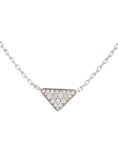 Pre-owned Prada 18k Diamond Micro Triangle Pendant Necklace, 18" In Multi