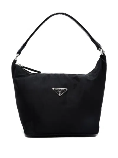 Pre-owned Prada 1990-2000 Triangle-logo Pouch Bag In Black