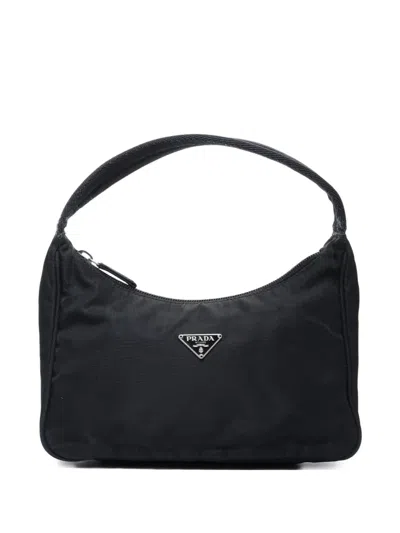 Pre-owned Prada 1990-2000 Triangle-logo Tote Bag In Black