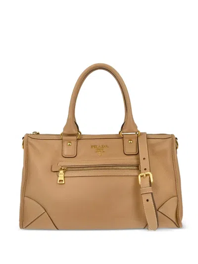 Pre-owned Prada 1990-2000s Leather Tote Bag In Brown