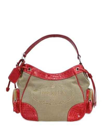 Pre-owned Prada 1990-2000s Logo-jacquard Tote Bag In Neutral