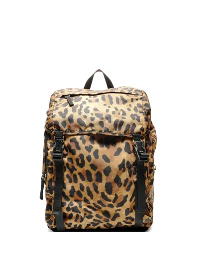 Pre-owned Prada 1990-2010s Leopard-pattern Backpack In Neutral