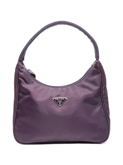 Pre-owned Prada 1990 Logo-appliqué Handbag In Purple