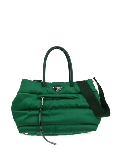 Pre-owned Prada 1990-2000s Bomber Tote Bag In Green