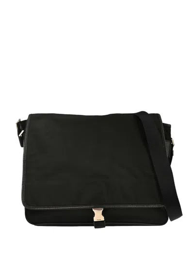Pre-owned Prada 1990-2000s Buckled Messenger Bag In Black