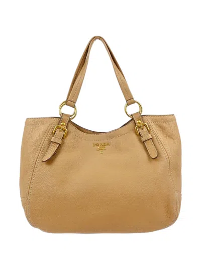 Pre-owned Prada 1990-2000s Buckle-detail Tote Bag In Neutral
