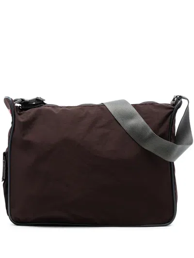 Pre-owned Prada 1990-2005 Sports Line Tessuto Zip Top Crossbody Bag In Brown