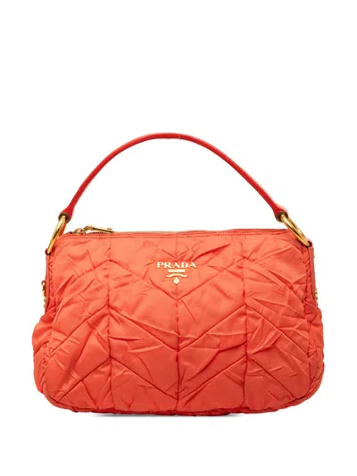 Pre-owned Prada 1990-2010 Quilted Tessuto Hobo Bag In Orange