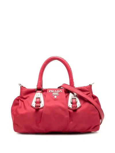 Pre-owned Prada 1990-2010 Tessuto Buckle Satchel In Pink