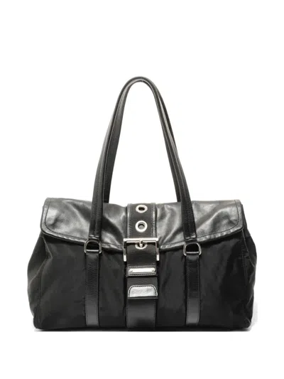 Pre-owned Prada 1990-2010s Buckle-detail Tote Bag In Black