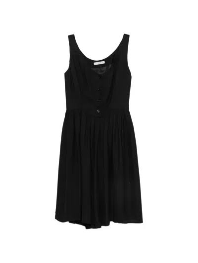 Pre-owned Prada 1990s Button-front Midi Dress In 黑色