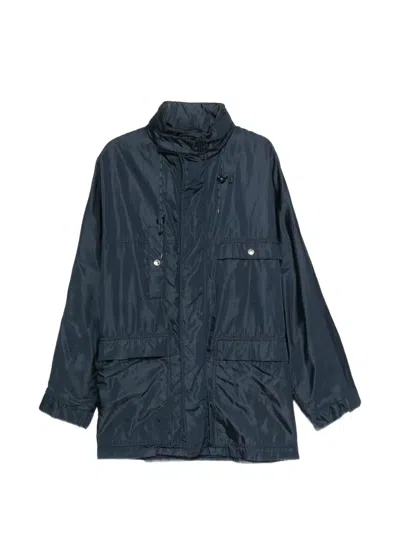 Pre-owned Prada 1990s Drawstring High-neck Coat In Blue