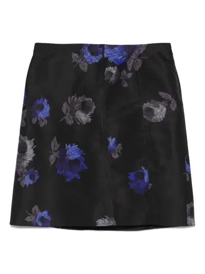 Pre-owned Prada 1990s Floral Mini Skirt In 黑色