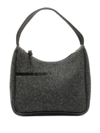 Pre-owned Prada 1990s Hobo Wool Tote Bag In Gray