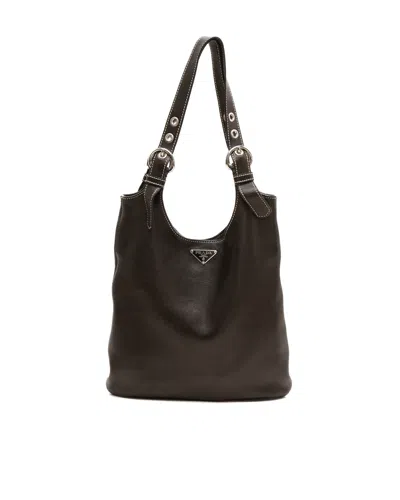 Pre-owned Prada 1990s Leather Tote Bag In Black