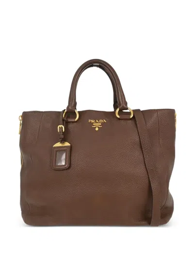Pre-owned Prada 1990s Leather Tote Bag In Brown