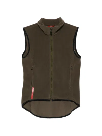 Pre-owned Prada 1990s Linea Rossa Fleece Gilet In Green