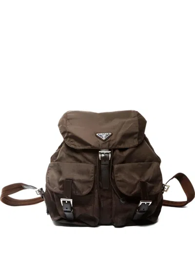 Pre-owned Prada 1990s Medium Utility-pockets Backpack In Brown