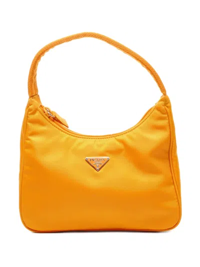 Pre-owned Prada 1990s Nylon Hobo Mini Bag In Orange