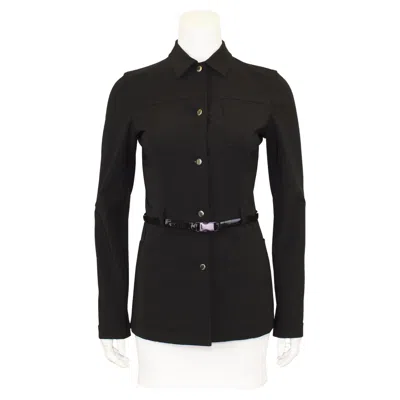 Pre-owned Prada 1990s  Black Shirt With Black Patent Leather Belt