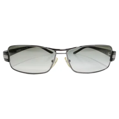 Pre-owned Prada 1990s Silver Tone Green Rectangular Sunglasses