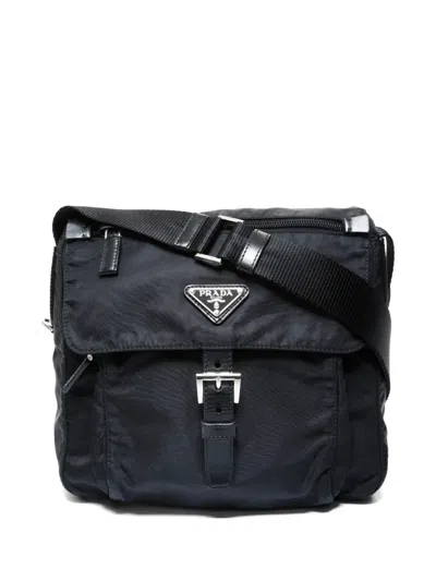 Pre-owned Prada 1995-2010 Triangle Logo Shoulder Bag In Black