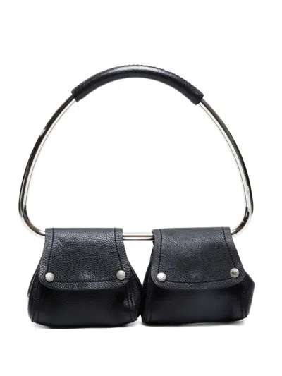 Pre-owned Prada 1997 Loop Leather Bag In Black