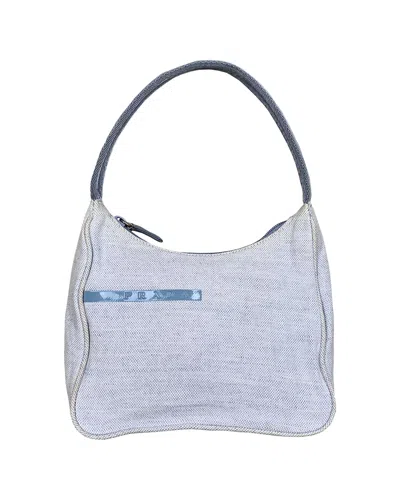 Pre-owned Prada 1999 Canvas Purse / Top Handle / Shoulder Bag In Grey